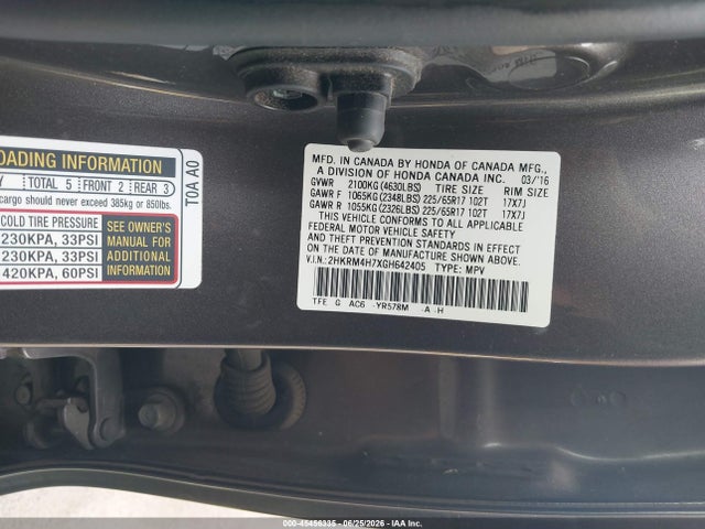 2HKRM4H7XGH642405 Honda Cr-v Ex-l