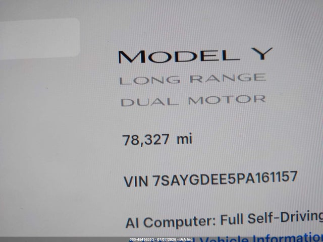 2023 Tesla Model Y Awd/long Range Dual Motor All-wheel Drive მანქანა იყიდება აუქციონზე, vin: 7SAYGDEE5PA161157, აუქციონის ნომერი: 45456353