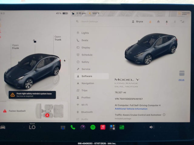2023 Tesla Model Y Awd/long Range Dual Motor All-wheel Drive მანქანა იყიდება აუქციონზე, vin: 7SAYGDEE5PA161157, აუქციონის ნომერი: 45456353
