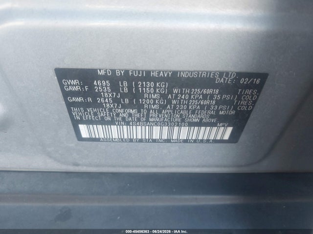 4S4BSANC0G3302100 Subaru Outback 2.5i Limited