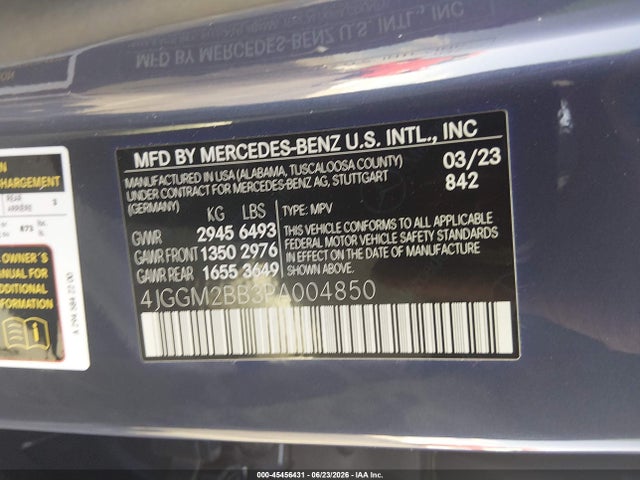 Продажа на аукционе авто 2023 Mercedes-benz Eqe 350+ Suv, vin: 4JGGM2BB3PA004850, номер лота: 45456431