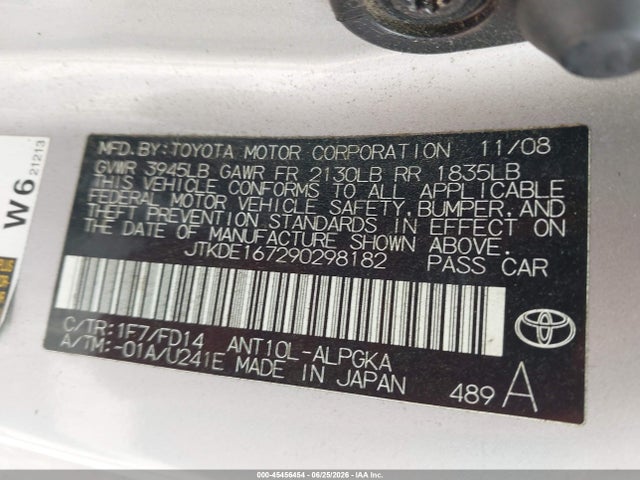 Продажа на аукционе авто 2009 Scion Tc, vin: JTKDE167290298182, номер лота: 45456454