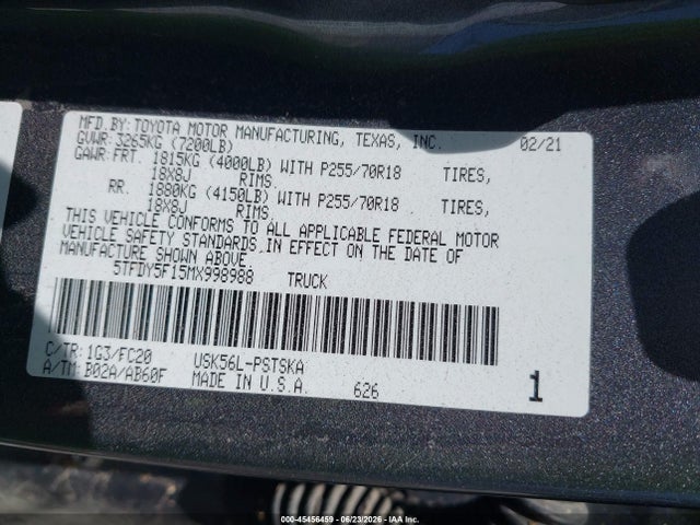 Toyota Tundra Sr5 2021 5TFDY5F15MX998988 Image 9
