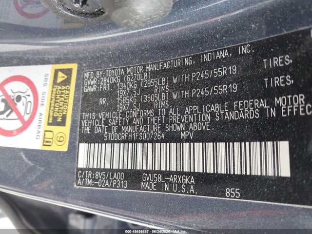 Aukcja sprzedaży 2015 Toyota Highlander Hybrid Limited Platinum V6, vin: 5TDDCRFH1FS007264, numer aukcji: 45456487