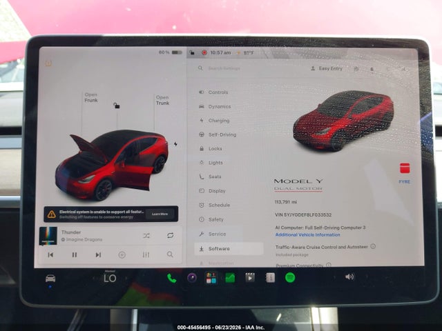 45456495 :رقم المزاد ، 5YJYGDEF8LF033532 vin ، 2020 Tesla Model Y Long Range Dual Motor All-wheel Drive/performance Dual Motor All-wheel Drive مزاد بيع