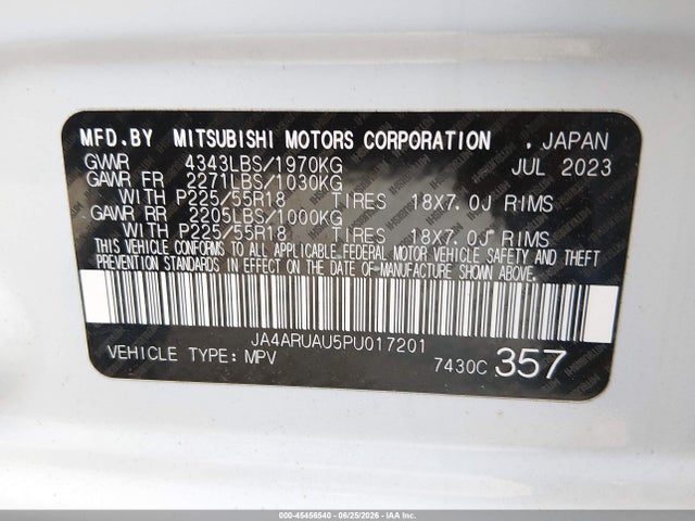 Aukcja sprzedaży 2023 Mitsubishi Outlander Sport 2.0 Es Awc, vin: JA4ARUAU5PU017201, numer aukcji: 45456540