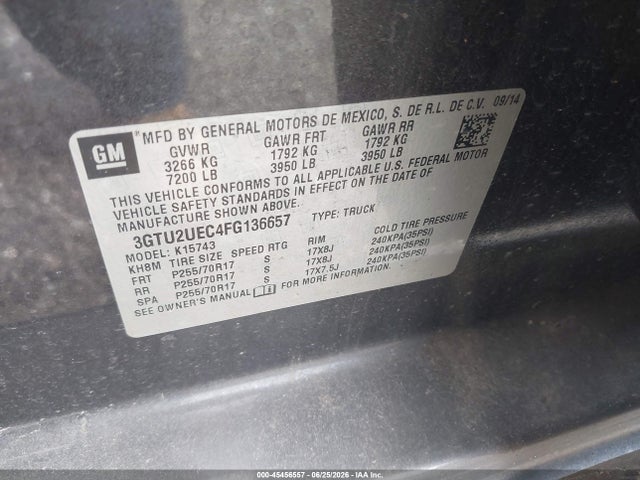 Aukcja sprzedaży 2015 Gmc Sierra 1500 Sle, vin: 3GTU2UEC4FG136657, numer aukcji: 45456557