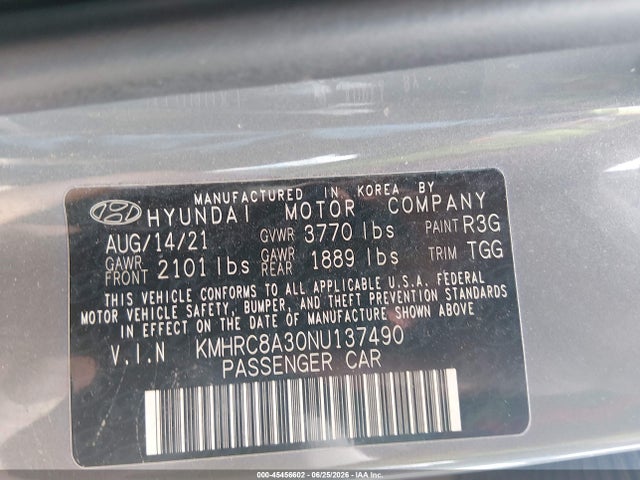 Продажа на аукционе авто 2022 Hyundai Venue Sel, vin: KMHRC8A30NU137490, номер лота: 45456602