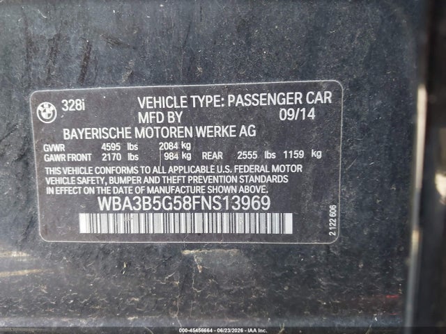 Auction sale of the 2015 Bmw 328i Xdrive, vin: WBA3B5G58FNS13969, lot number: 45456664