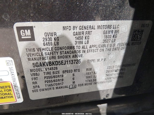 Продажа на аукционе авто 2014 Buick Enclave Leather, vin: 5GAKVBKD5EJ113726, номер лота: 45456740