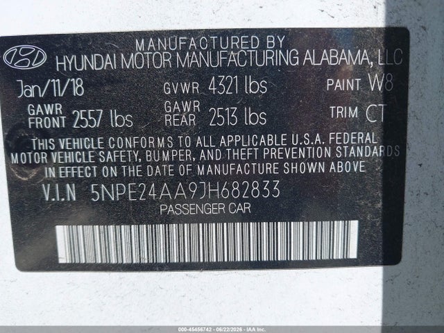 Hyundai SONATA ECO 2018 5NPE24AA9JH682833 Image 9