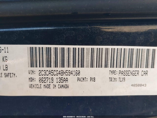 Продажа на аукционе авто 2011 Chrysler 300 Limited, vin: 2C3CA5CG4BH594160, номер лота: 45456815