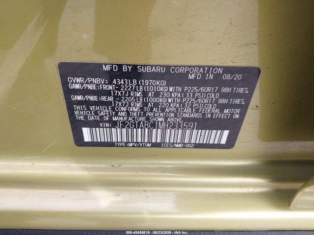 JF2GTABC1MH233591 Subaru Crosstrek