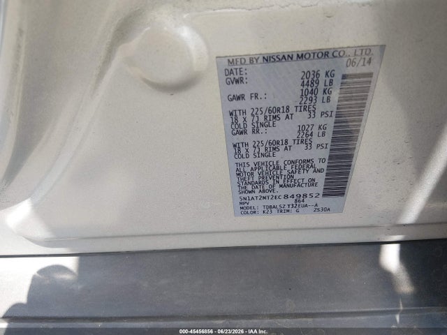 Nissan Rogue Sl 2014 5N1AT2MT2EC849852 Image 9