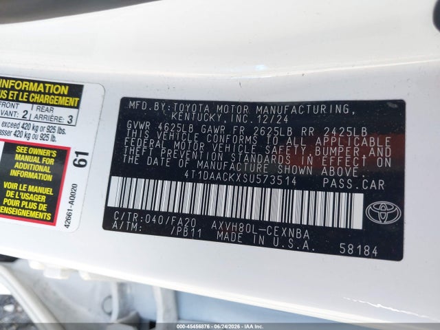 4T1DAACKXSU573514 Toyota CAMRY LE