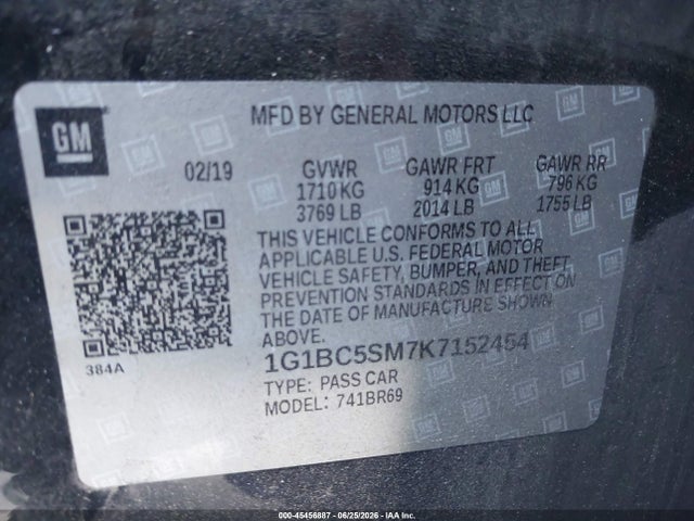 Chevrolet CRUZE LS 2019 1G1BC5SM7K7152454 Image 9