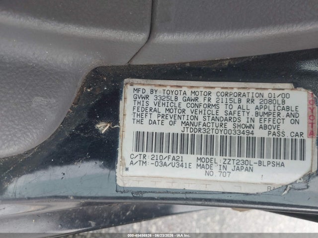 Продажа на аукционе авто 2000 Toyota Celica Gt, vin: JTDDR32T0Y0033494, номер лота: 45456926