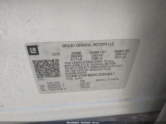Chevrolet Traverse 1lt 2019 1GNEVGKW2KJ195847 Image 9