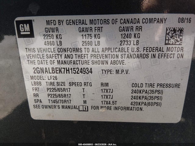 Chevrolet EQUINOX LS 2017 2GNALBEK7H1524934 Image 9