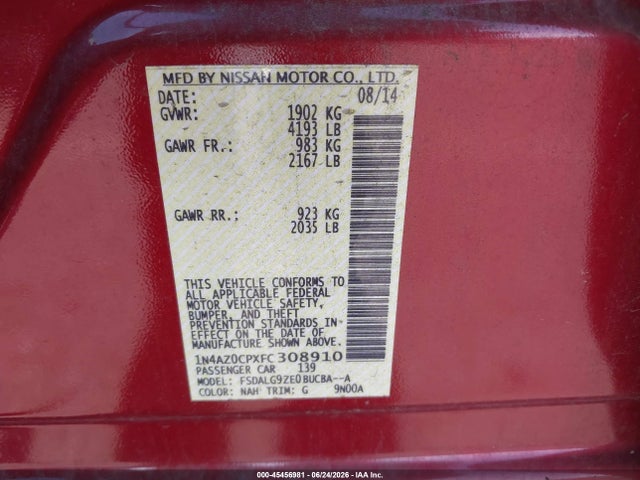 Nissan Leaf Sl 2015 1N4AZ0CPXFC308910 Image 9