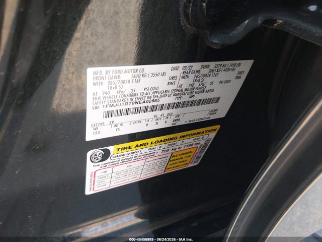 Продаж на аукціоні авто 2022 Ford Expedition Timberline, vin: 1FMJU1RT0NEA02865, номер лоту: 45456989