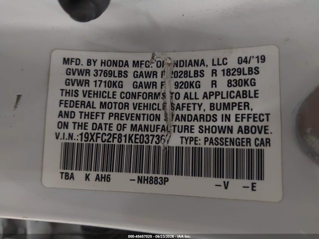 Honda Civic Sport 2019 19XFC2F81KE037367 Image 9