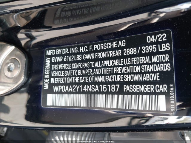 WP0AA2Y14NSA15187 Porsche Taycan