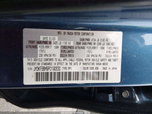 2023 Mazda Cx-5 2.5 S Select მანქანა იყიდება აუქციონზე, vin: JM3KFBBM9P0190630, აუქციონის ნომერი: 45457034