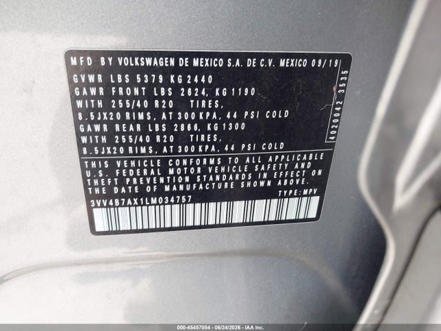 3VV4B7AX1LM034757 Volkswagen Tiguan 2.0t Sel Premium R-line