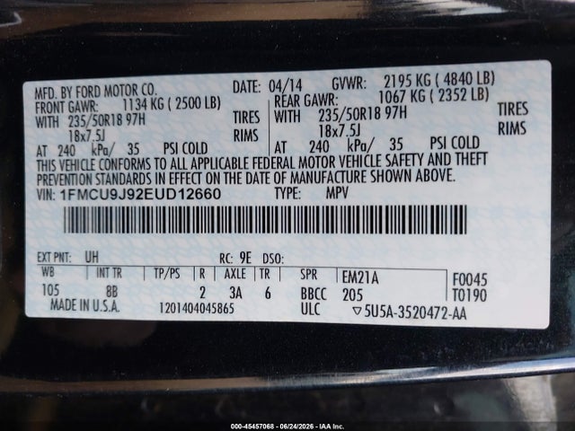 Ford Escape Titanium 2014 1FMCU9J92EUD12660 Image 9