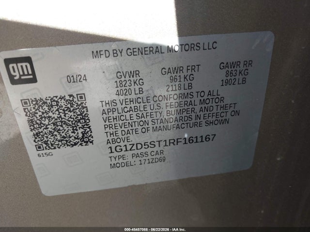 1G1ZD5ST1RF161167 Chevrolet Malibu Fwd 1lt