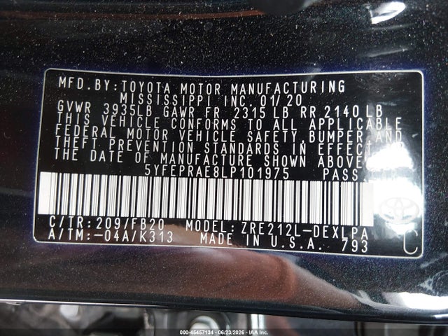 5YFEPRAE8LP101975 Toyota COROLLA LE