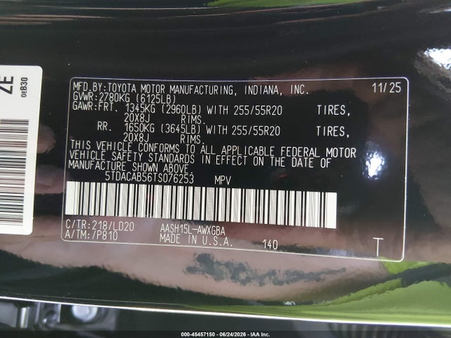 5TDACAB56TS076253 Toyota Grand Highlander Hybrid Nightshade Edition