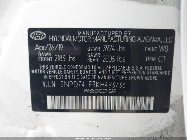 Hyundai ELANTRA SE 2019 5NPD74LF3KH493733 Image 9
