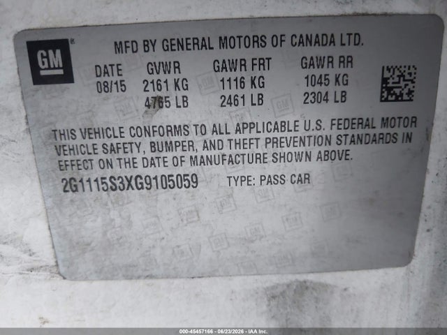 Chevrolet Impala 2lt 2016 2G1115S3XG9105059 Image 9