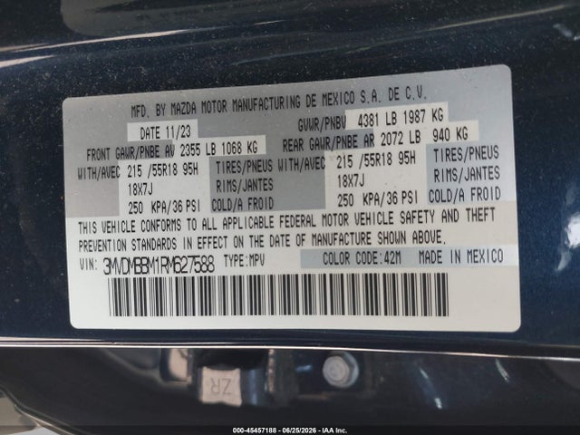Aukcja sprzedaży 2024 Mazda Cx-30 2.5 S Select Sport, vin: 3MVDMBBM1RM627588, numer aukcji: 45457188
