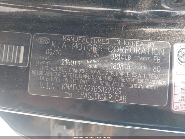 Продажа на аукционе авто 2011 Kia Forte Ex, vin: KNAFU4A2XB5322329, номер лота: 45457197
