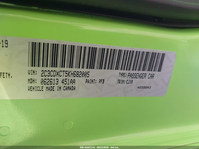 Продажа на аукционе авто 2019 Dodge Charger R/t Rwd, vin: 2C3CDXCT5KH682005, номер лота: 45457218