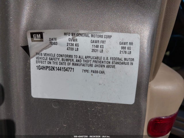 Aukcja sprzedaży 2004 Buick Lesabre Custom, vin: 1G4HP52K144154771, numer aukcji: 45457258