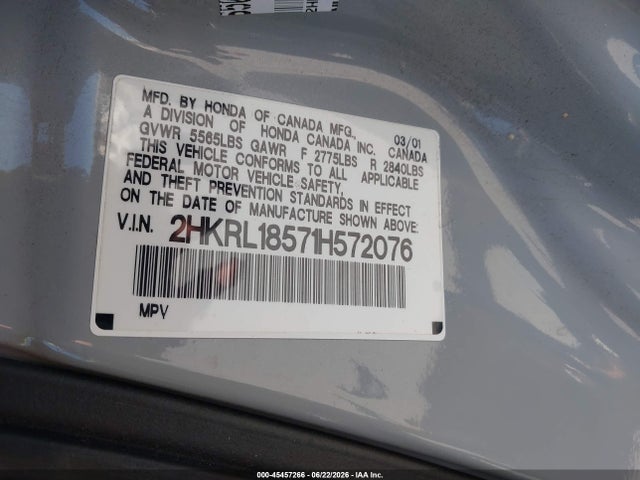 Auction sale of the 2001 Honda Odyssey Lx, vin: 2HKRL18571H572076, lot number: 45457266