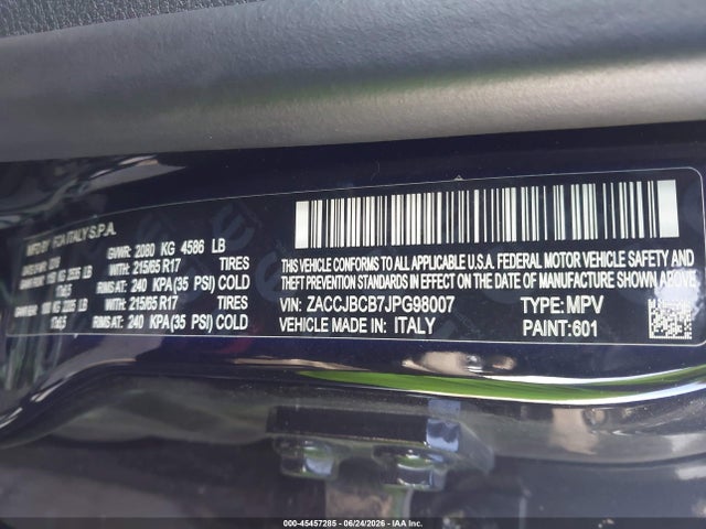 45457285 :رقم المزاد ، ZACCJBCB7JPG98007 vin ، 2018 Jeep Renegade Trailhawk 4x4 مزاد بيع
