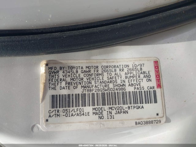 Продаж на аукціоні авто 1998 Lexus Es 300, vin: JT8BF28G5W5024986, номер лоту: 45457304