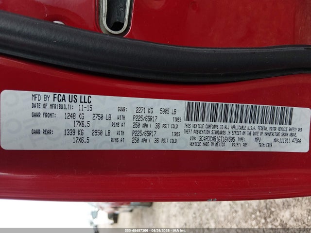 Продажа на аукционе авто 2016 Dodge Journey Se, vin: 3C4PDCAB1GT164505, номер лота: 45457306