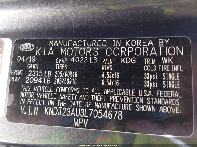 KIA SOUL S 2020 KNDJ23AU3L7054678 Image 9