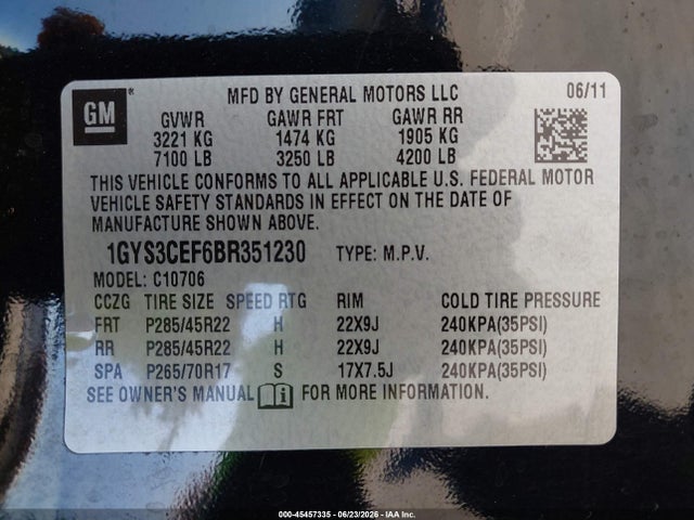 Продажа на аукционе авто 2011 Cadillac Escalade Premium, vin: 1GYS3CEF6BR351230, номер лота: 45457335