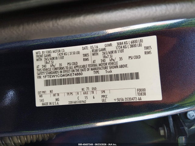Ford F-150 2016 1FTEW1CG4GKE74860 Image 9