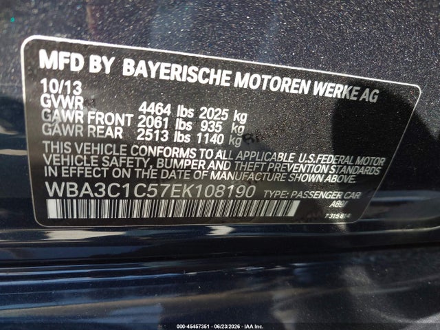 BMW 328I 2014 WBA3C1C57EK108190 Image 9