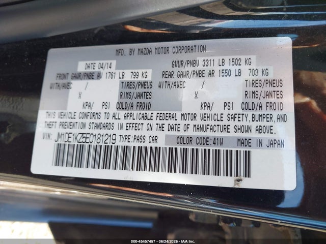 Aukcja sprzedaży 2014 Mazda Mazda2 Sport, vin: JM1DE1KZ5E0181219, numer aukcji: 45457457