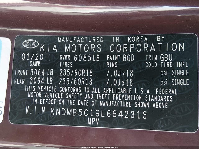 KIA SEDONA EX 2020 KNDMB5C19L6642313 Image 9