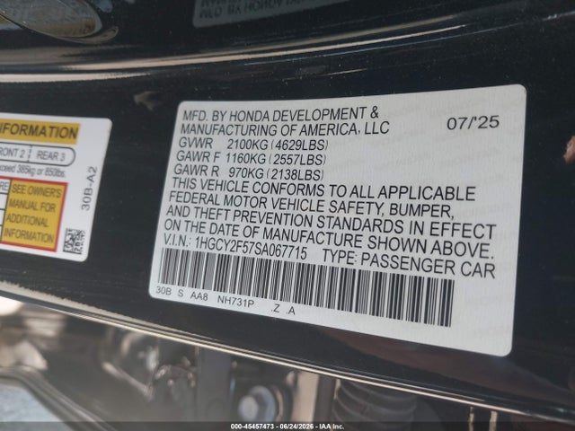 1HGCY2F57SA067715 Honda Accord Hybrid Sport